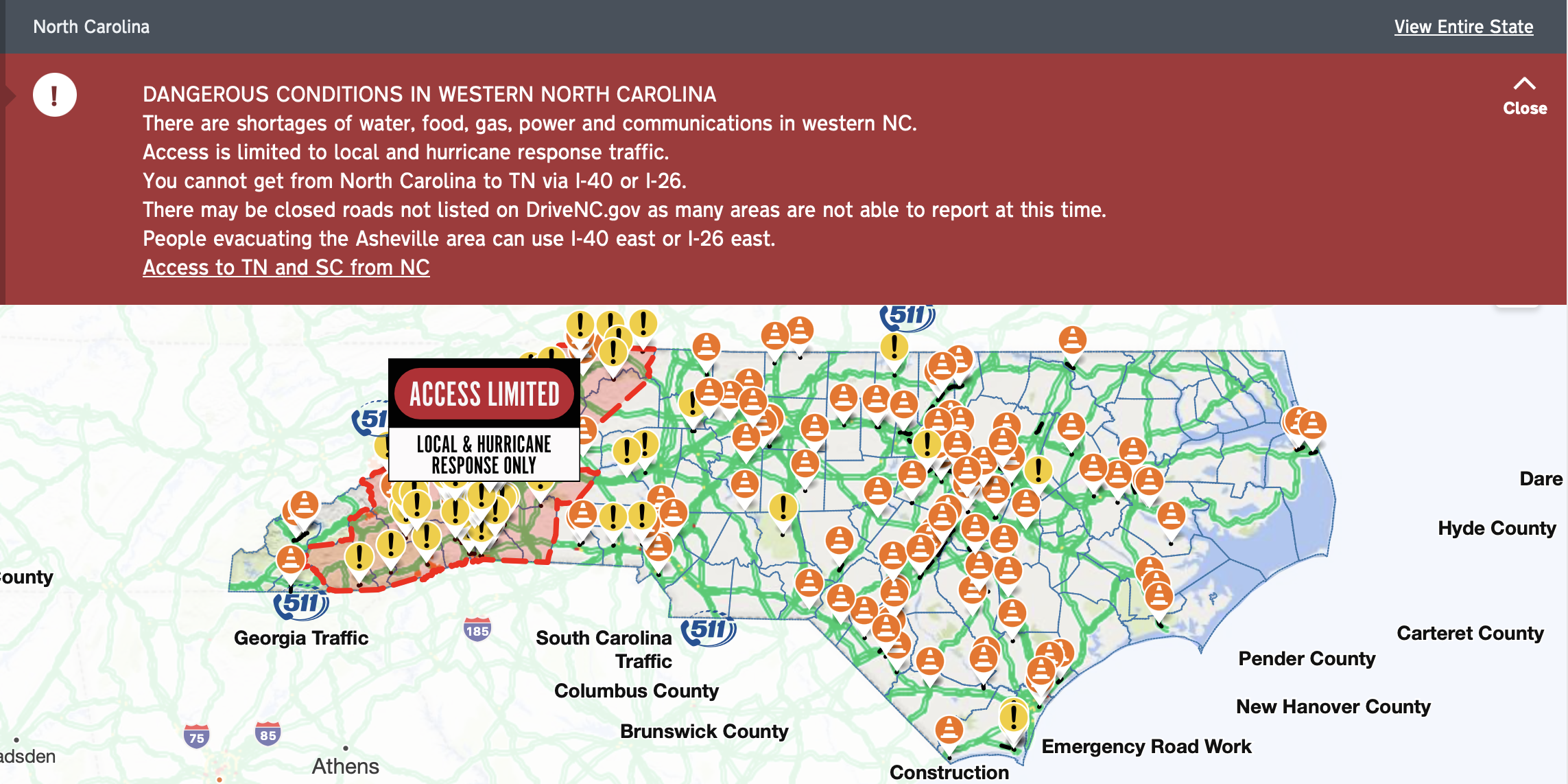 a map of the state of north carolina